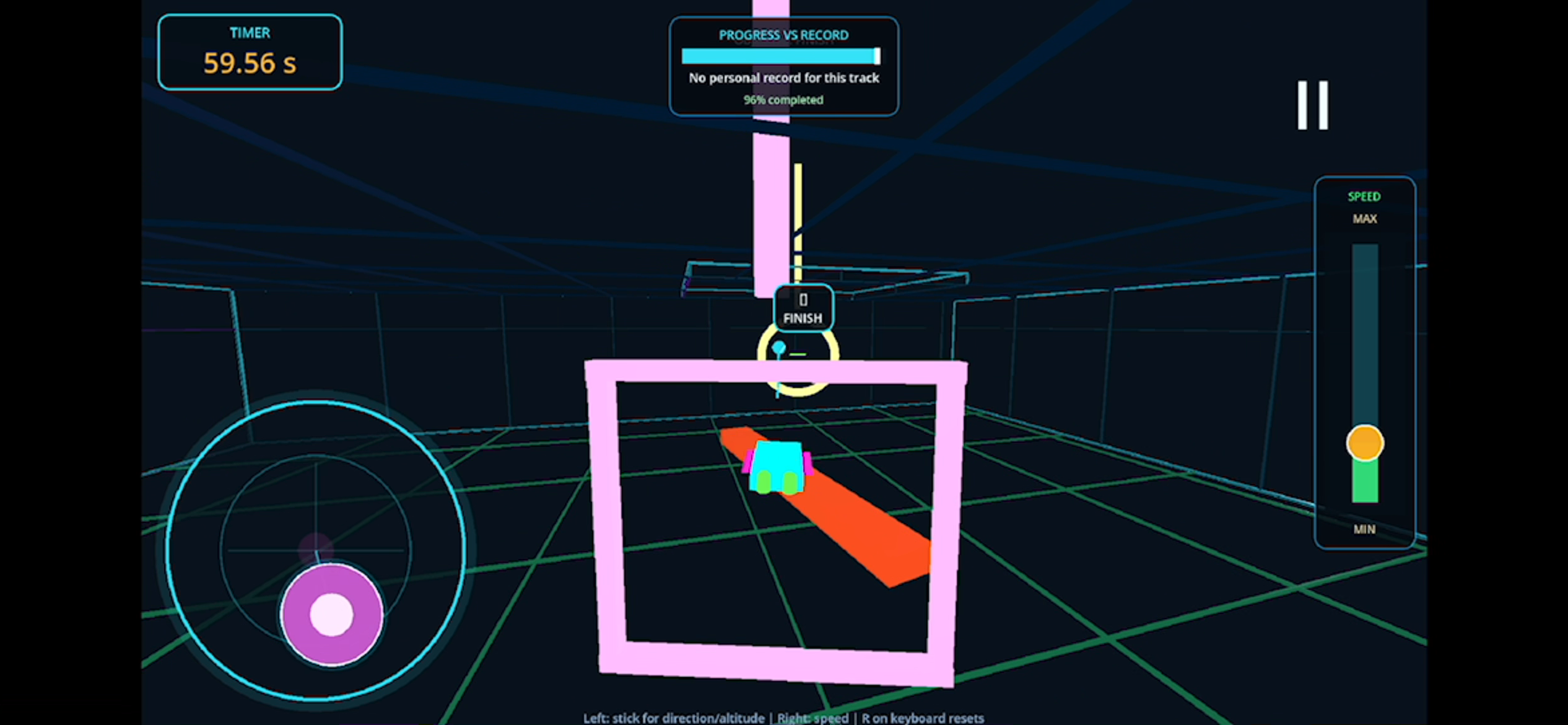 Gyroloop drone near the finish gate after a high-speed route