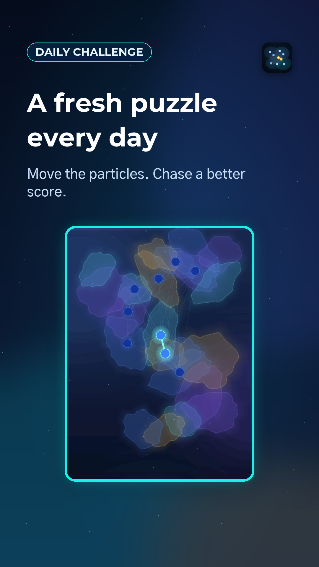 Partikles daily board with glowing particles