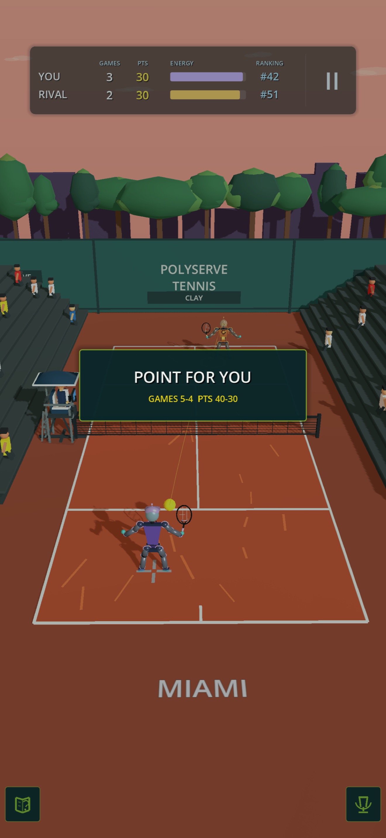RoboCourt Tennis point result overlay in English